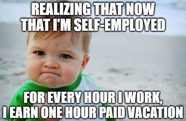 Self employed memes - success kid - for every hour i work